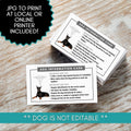 PTSD emotional support dog etiquette card